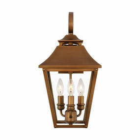 Galena Three Light Wall Lantern Natural CopperOutdoor wall sconces with motion sensor