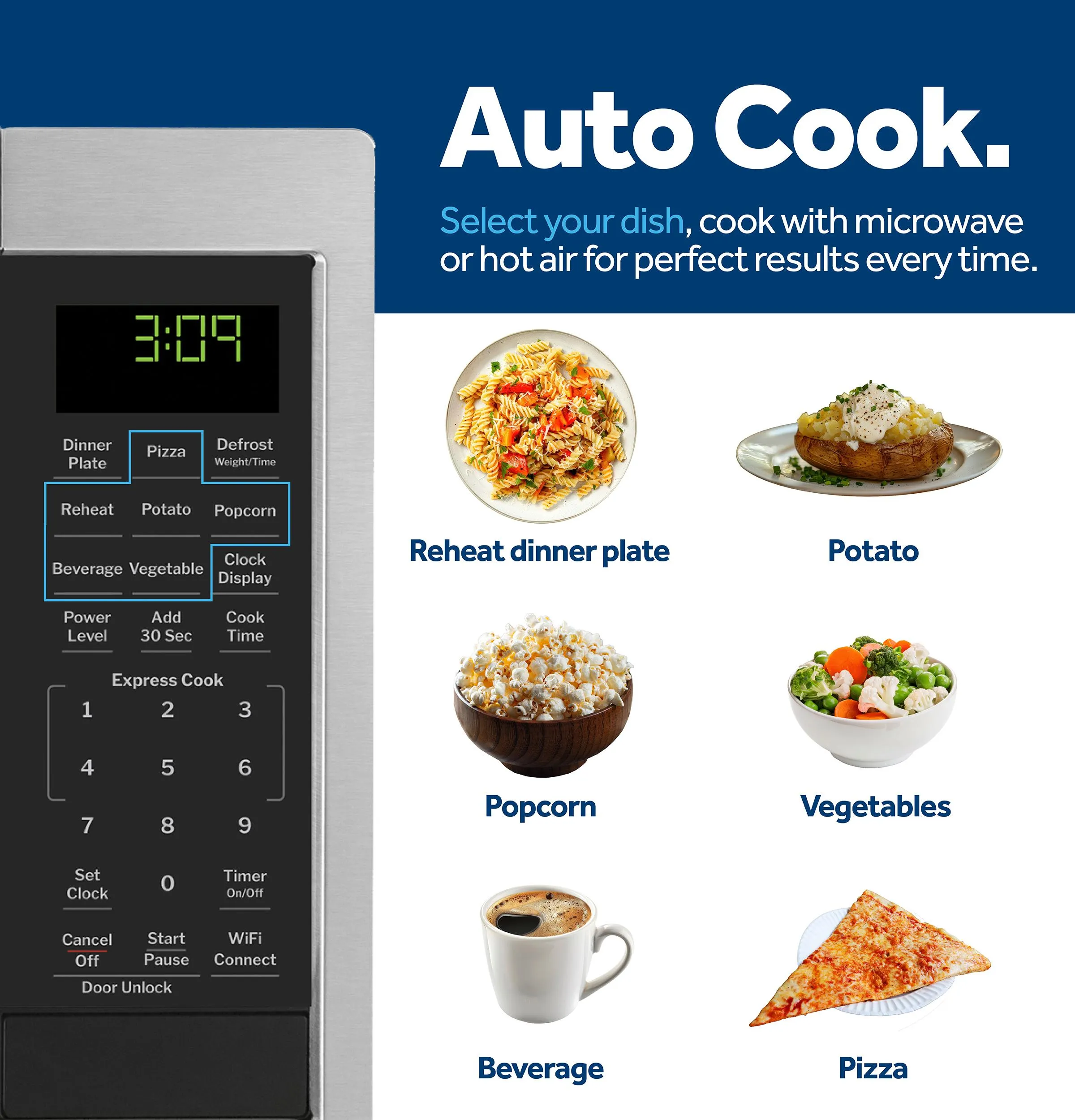 Ge Appliances GCST09U1WSS Ge? 0.9 Cu. Ft. Capacity Smart Countertop Microwave Oven With Scan-To-Cook Technology