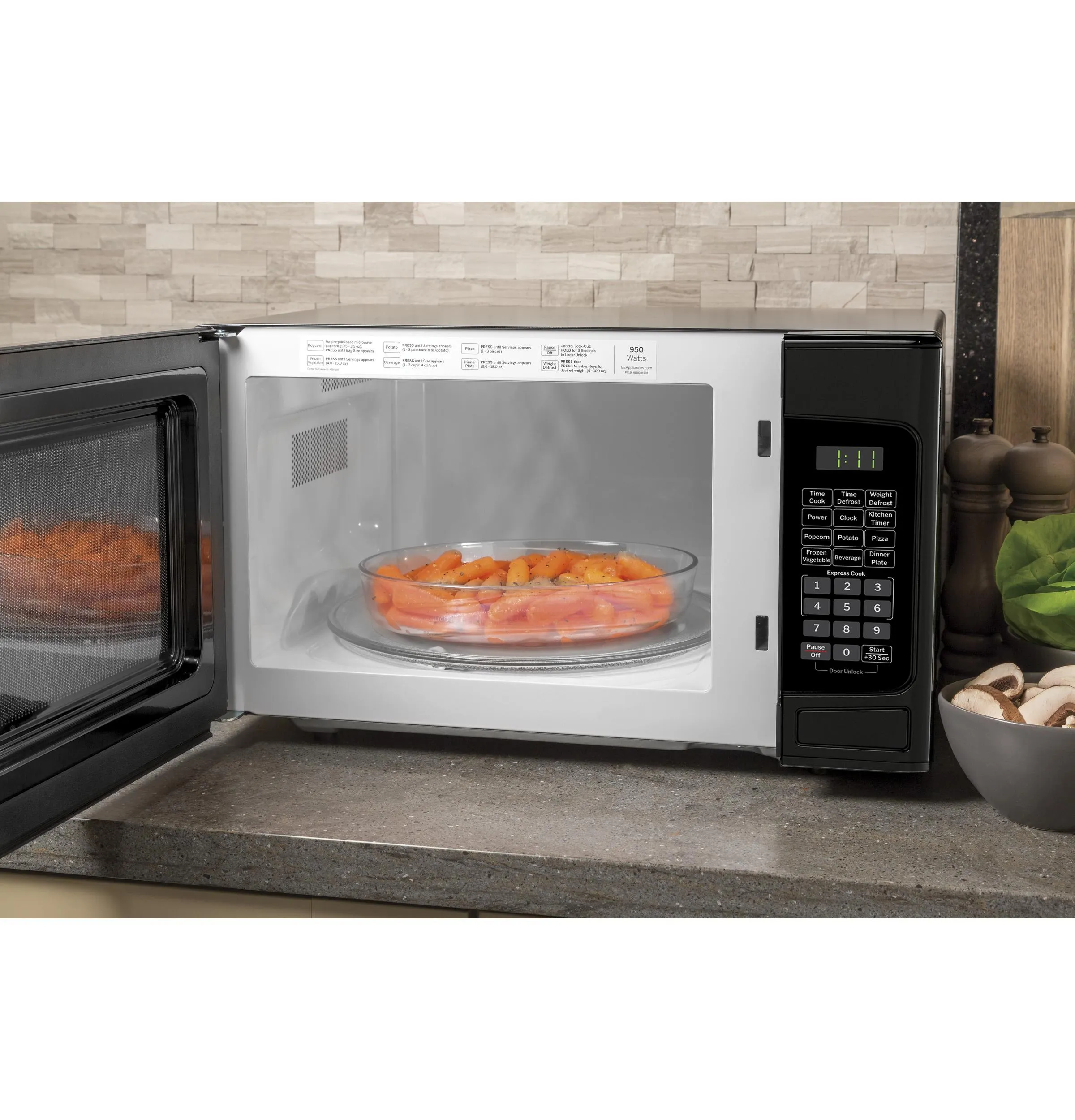 Ge Appliances GCST11N1WBB Ge? 1.1 Cu. Ft. Capacity Countertop Microwave Oven
