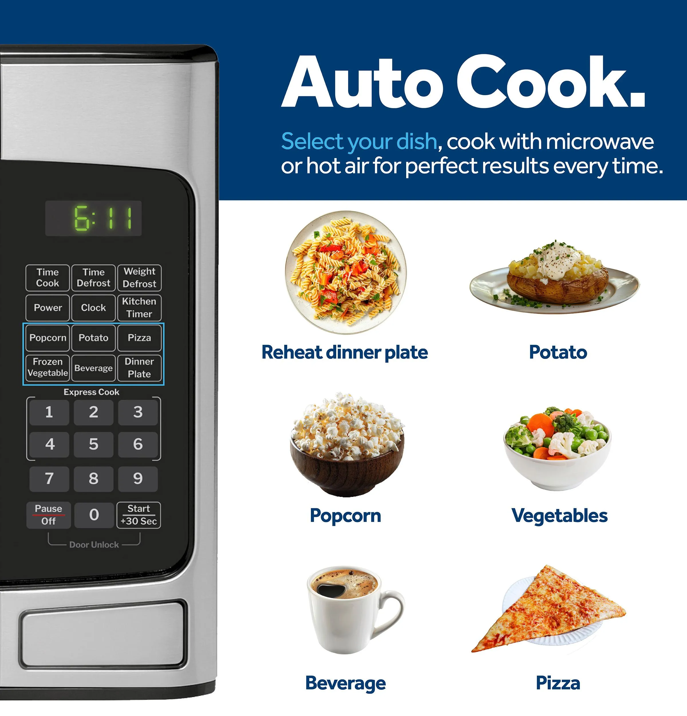 Ge Appliances GCST11X1WSS Ge? 1.1 Cu. Ft. Capacity Countertop Microwave Oven