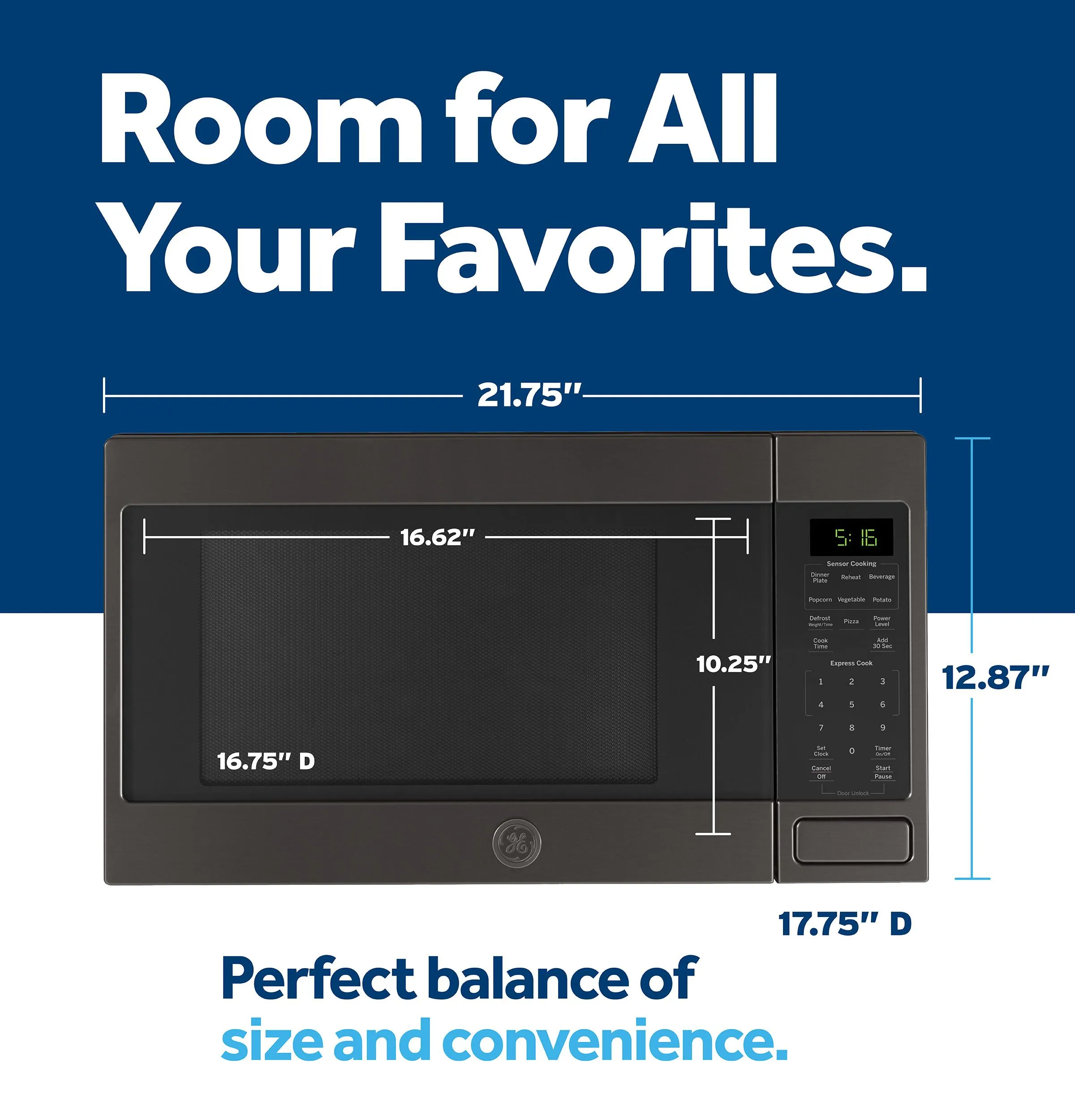 Ge Appliances GCST16S1WTS Ge? 1.6 Cu. Ft. Countertop Microwave Oven
