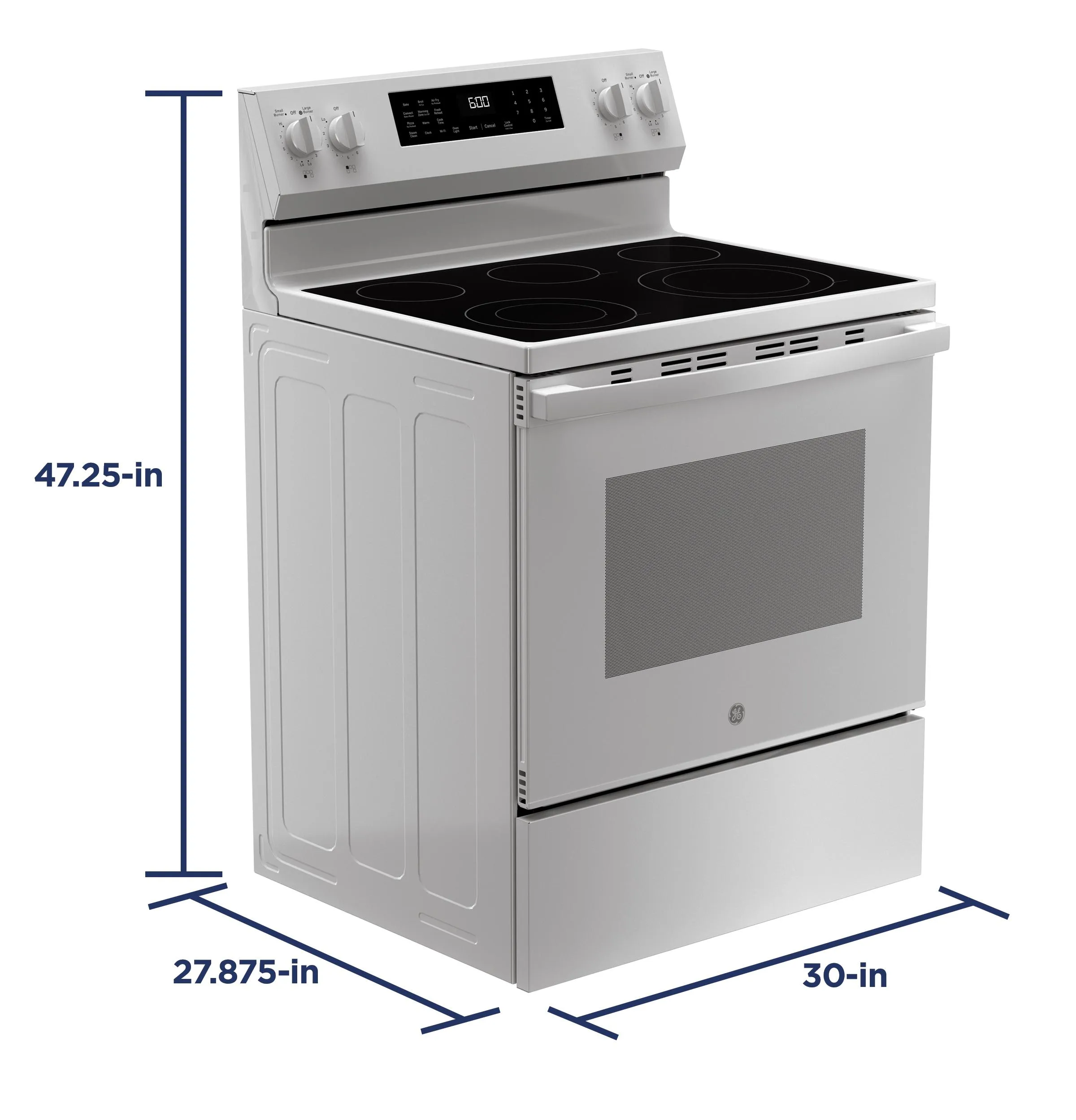 Ge Appliances GRF600AVWW Ge? 30" Free-Standing Electric Convection Range With No Preheat Air Fry And Easywash&#8482; Oven Tray