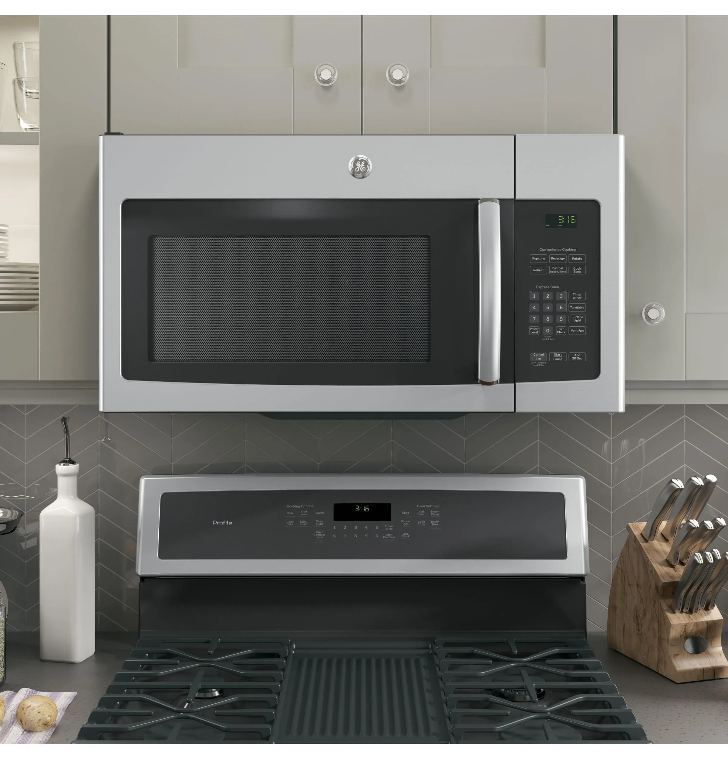 Ge Appliances JNM3163RJSS Ge? 1.6 Cu. Ft. Over-The-Range Microwave Oven With Recirculating Venting