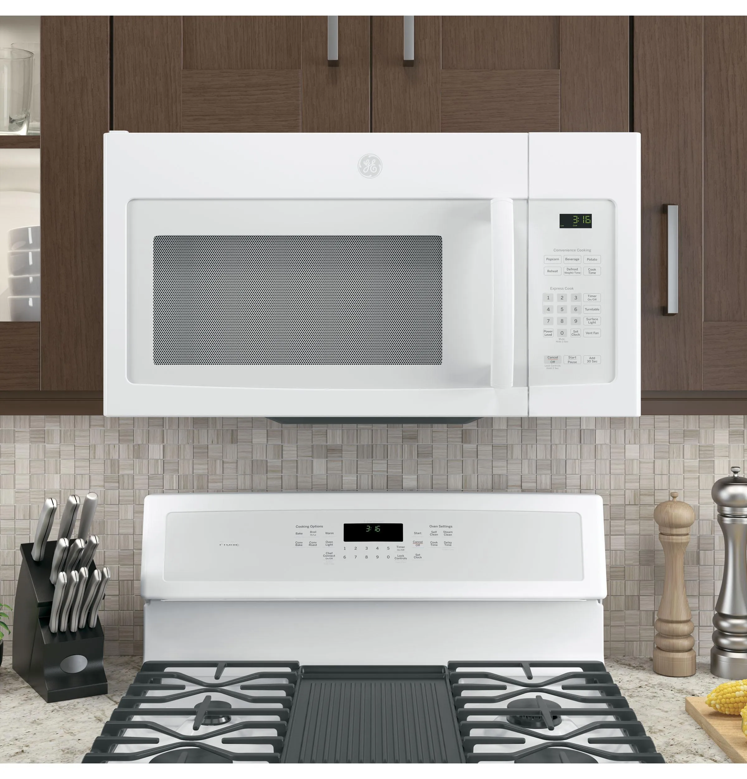 Ge Appliances JVM3162DJWW Ge? 1.6 Cu. Ft. Over-The-Range Microwave Oven