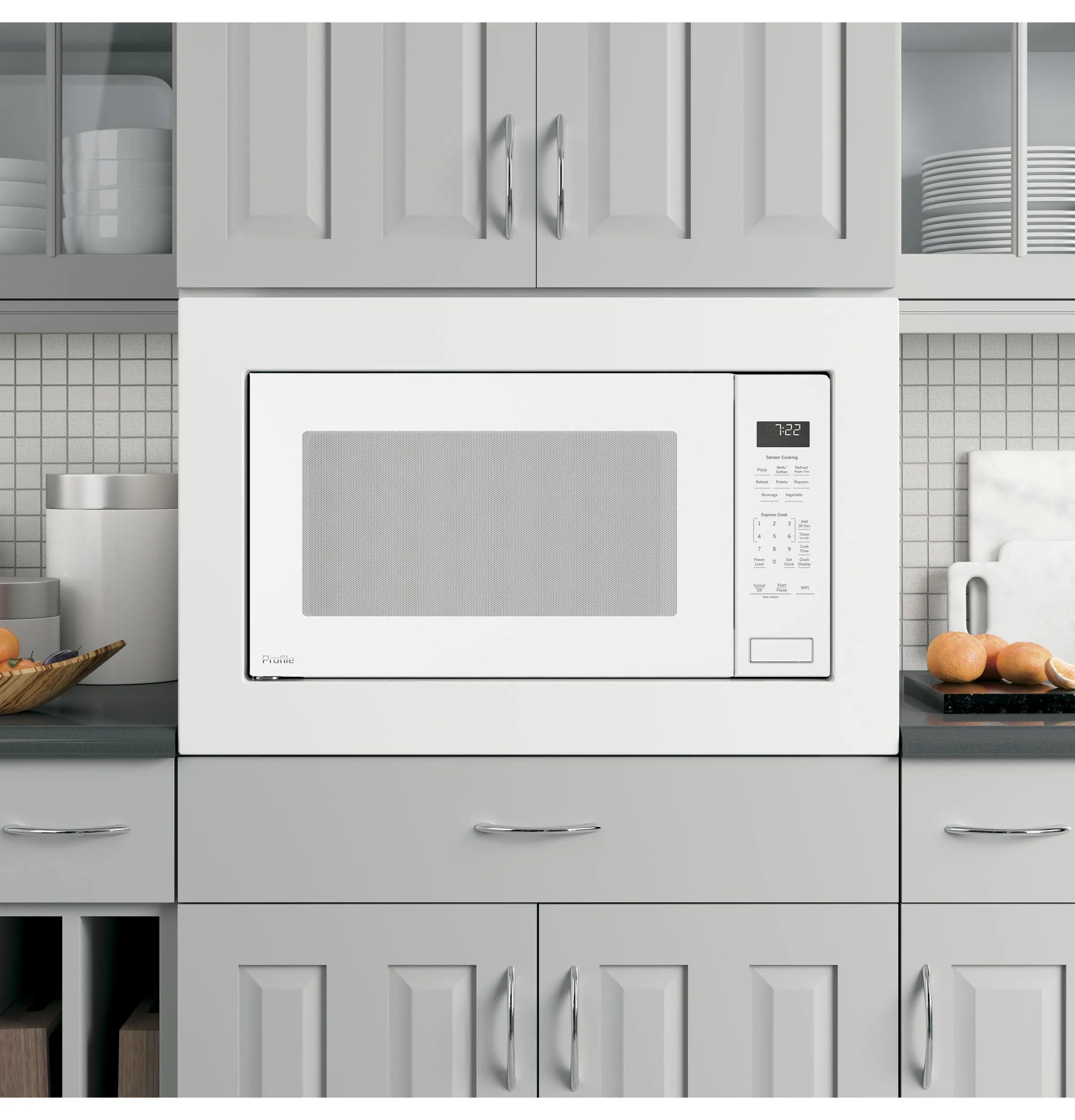 Ge Appliances PCWK22U1WWW Ge Profile&#8482; 2.2 Cu. Ft. Built-In Sensor Microwave Oven