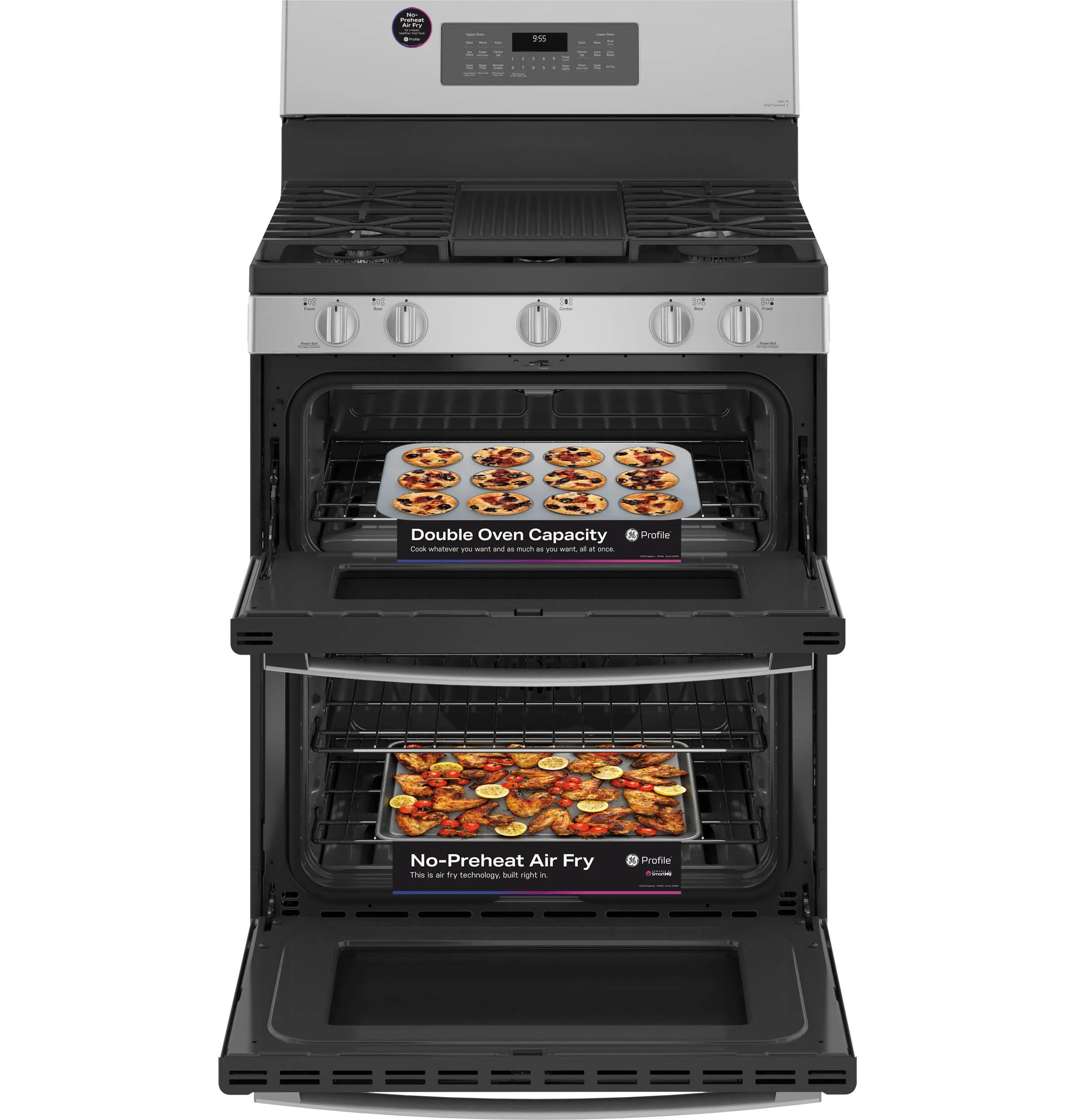 Ge Appliances PGB965YPFS Ge Profile&#8482; 30" Free-Standing Gas Double Oven Convection Fingerprint Resistant Range With No Preheat Air Fry