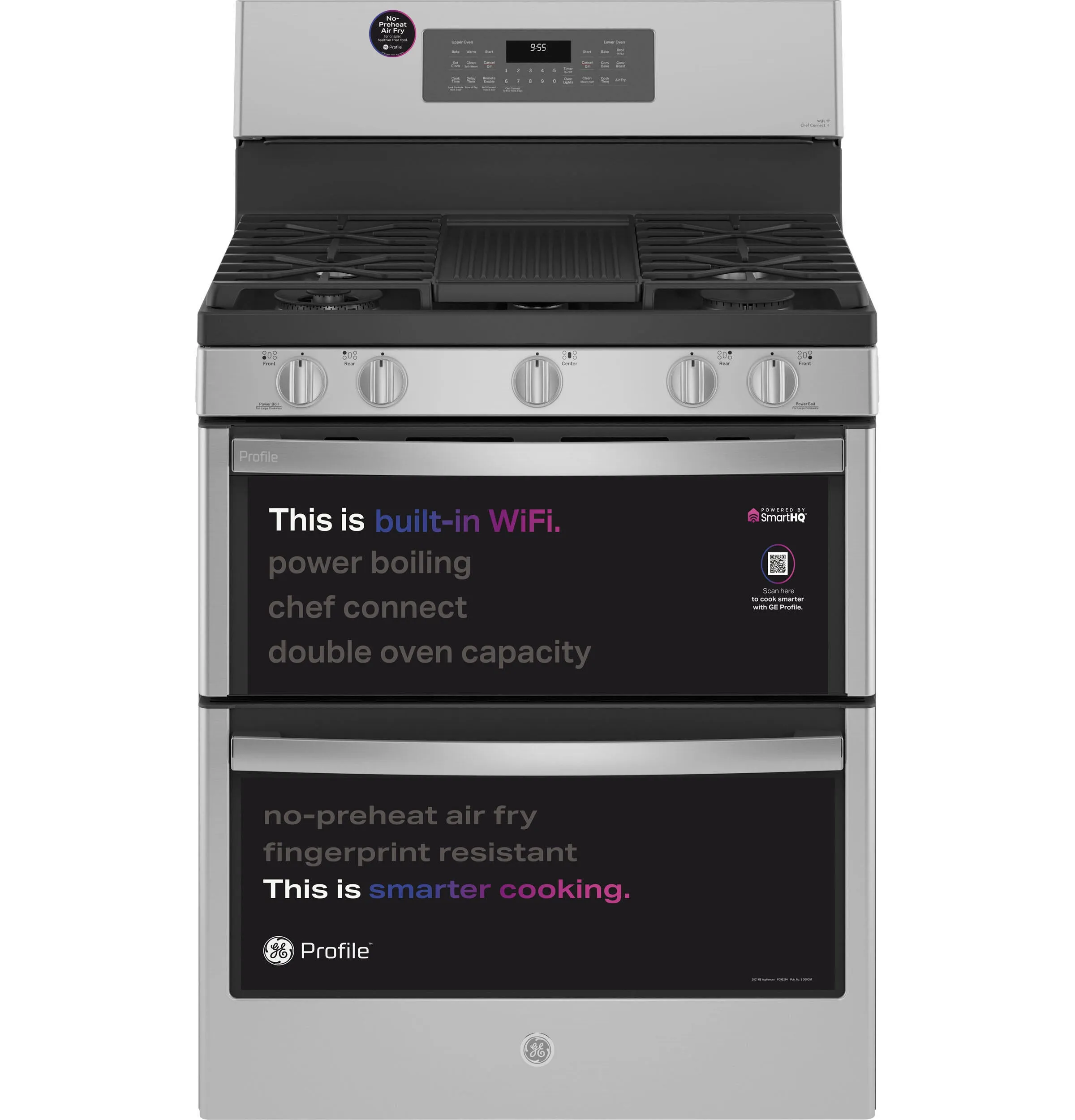 Ge Appliances PGB965YPFS Ge Profile&#8482; 30" Free-Standing Gas Double Oven Convection Fingerprint Resistant Range With No Preheat Air Fry