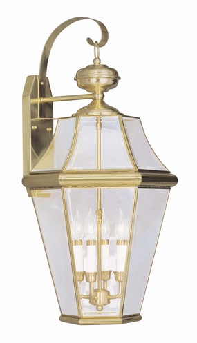 Georgetown Four Light Outdoor Wall Lantern Polished BrassOutdoor wall sconces with motion sensor