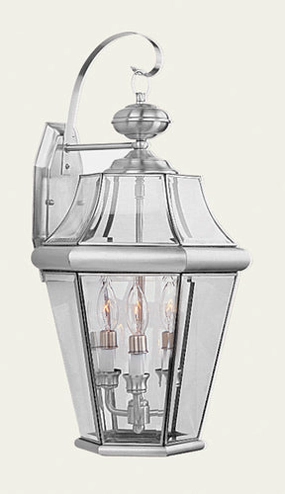 Georgetown Three Light Outdoor Wall Lantern Brushed NickelOutdoor wall sconces with motion sensor