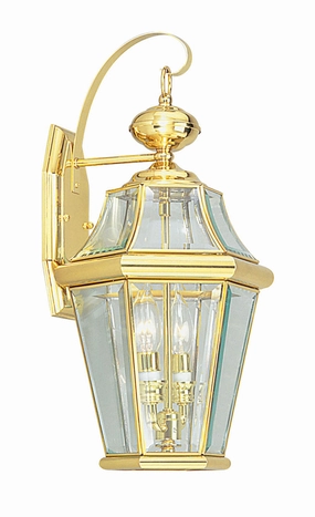 Georgetown Two Light Outdoor Wall Lantern Polished BrassOutdoor wall sconces with motion sensor
