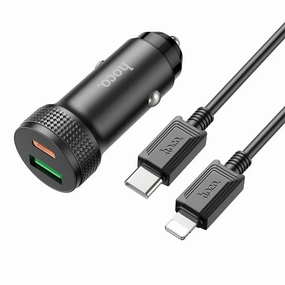 Online Exclusive Deal Price Drop Today Hoco Car Charger 20W Pd   Qc 18W | Type-C & Usb-A | Black