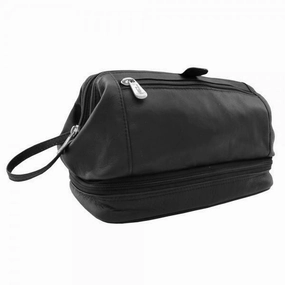 Piel Leather U-Frame Toiletry Kit With Zip Bottom Special Deals Online Best Deal Online