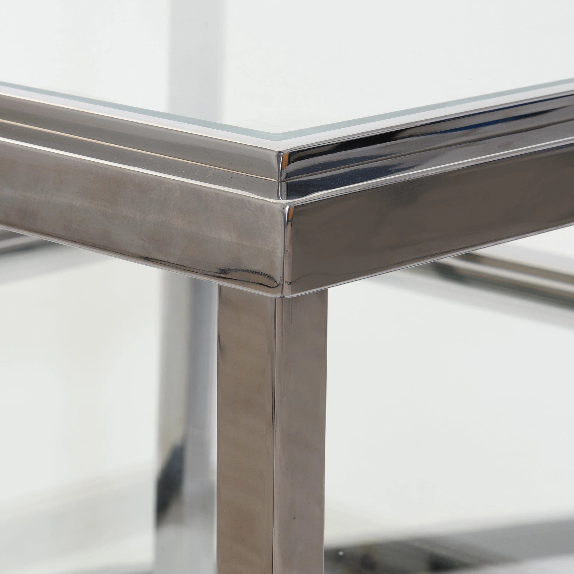 Grant - Side Table In Clear Glass & Silver Stainless Steel