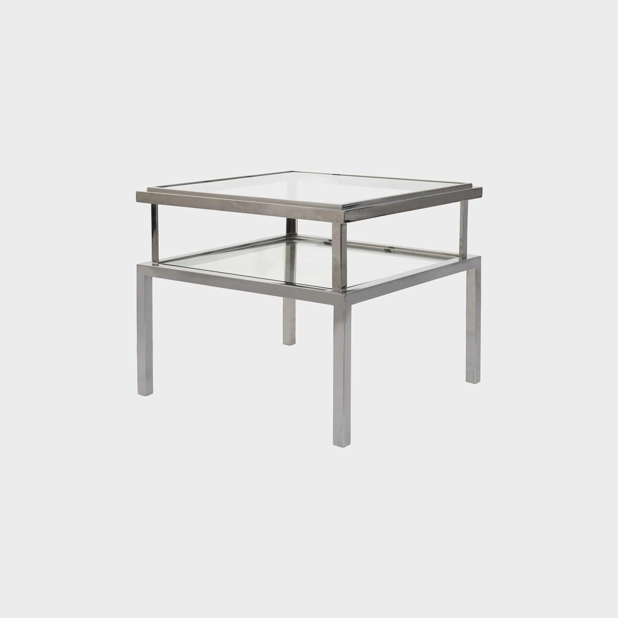 Grant - Side Table In Clear Glass & Silver Stainless Steeloutdoor side table for patio furniture