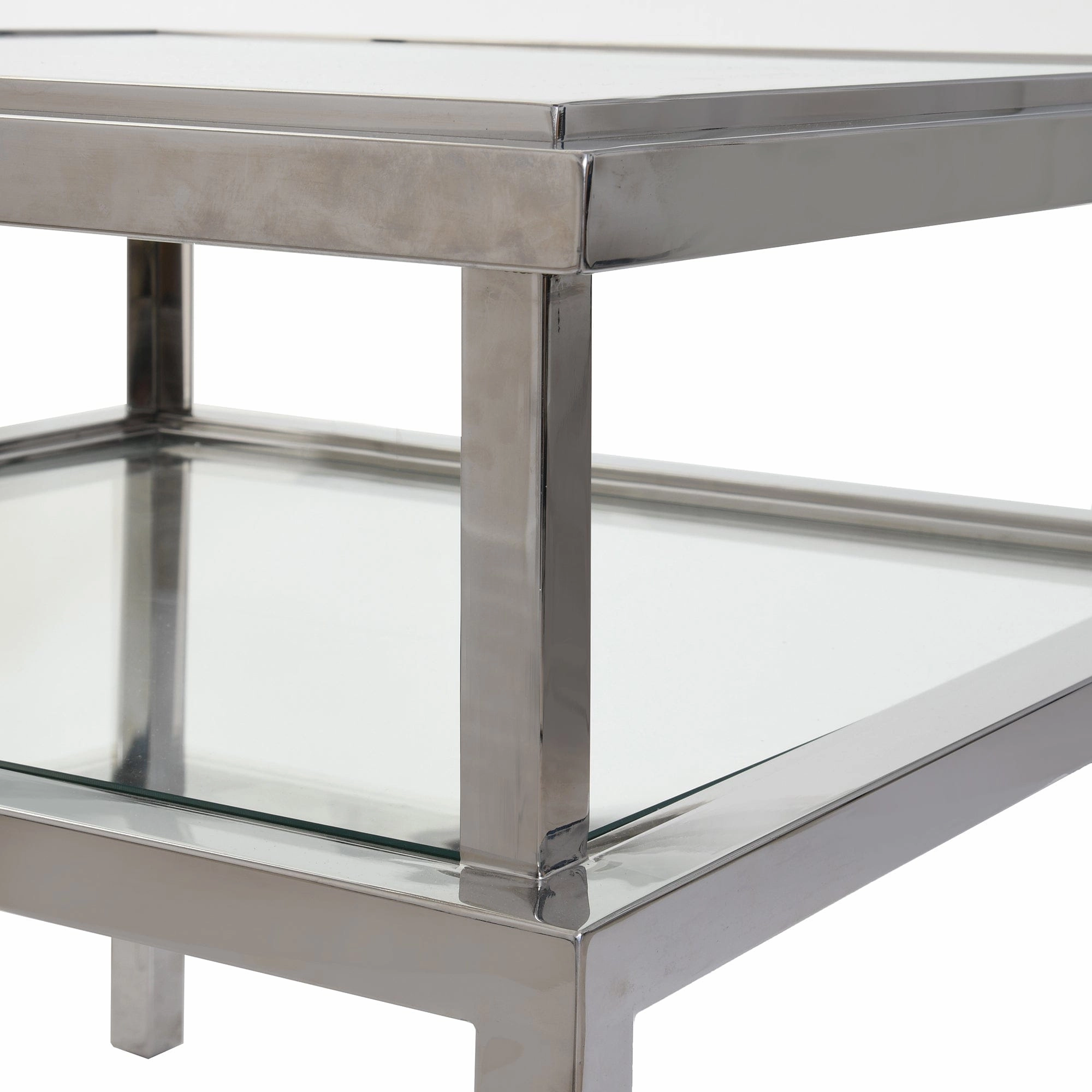Grant - Side Table In Clear Glass & Silver Stainless Steel