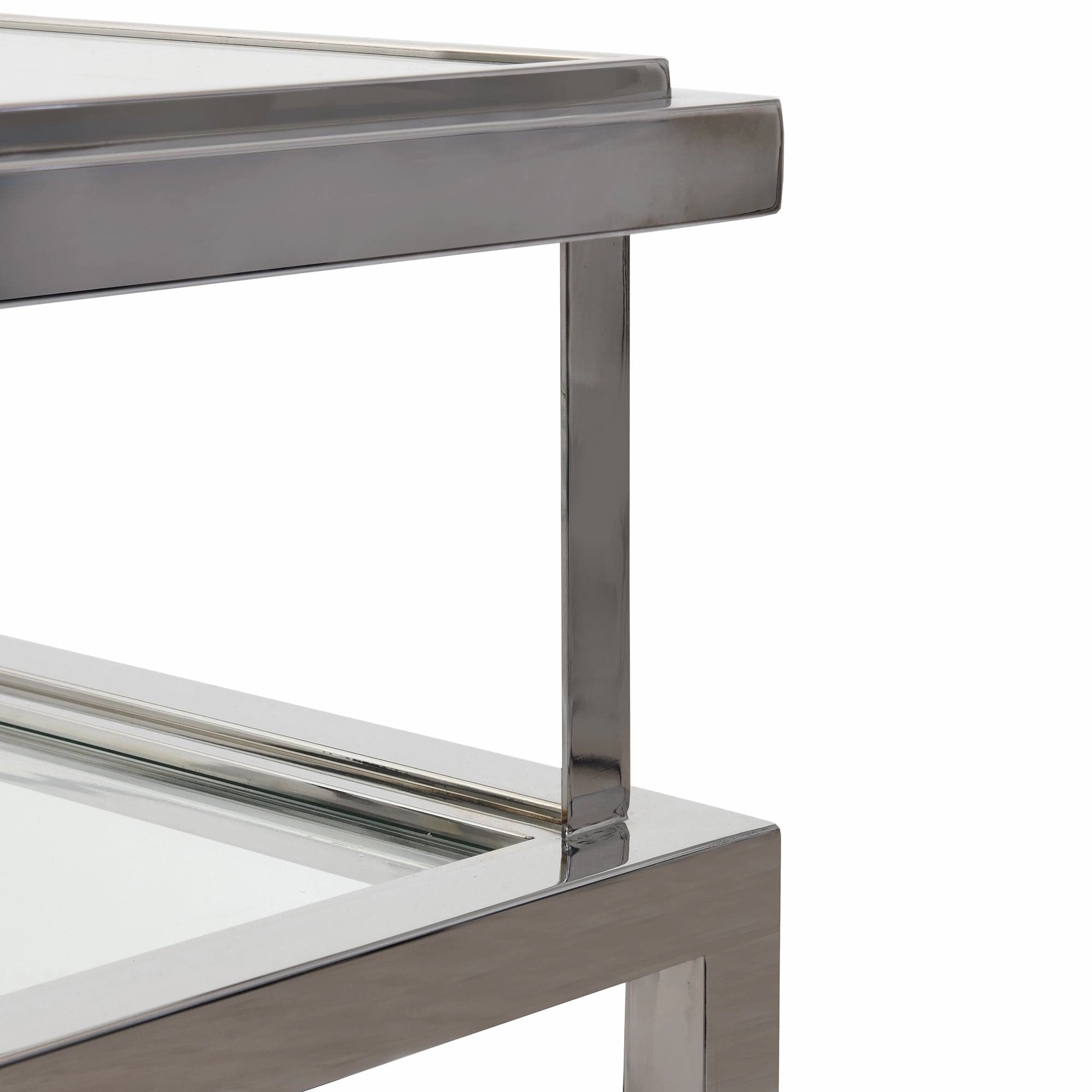 Grant - Side Table In Clear Glass & Silver Stainless Steel