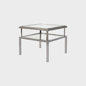 Grant - Side Table In Clear Glass & Silver Stainless Steeloutdoor side table for patio furniture