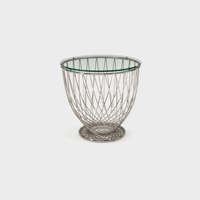 Greco - Lamp Table In Clear Toughened Glass & Stainless Steel Baseoutdoor side table for patio furniture