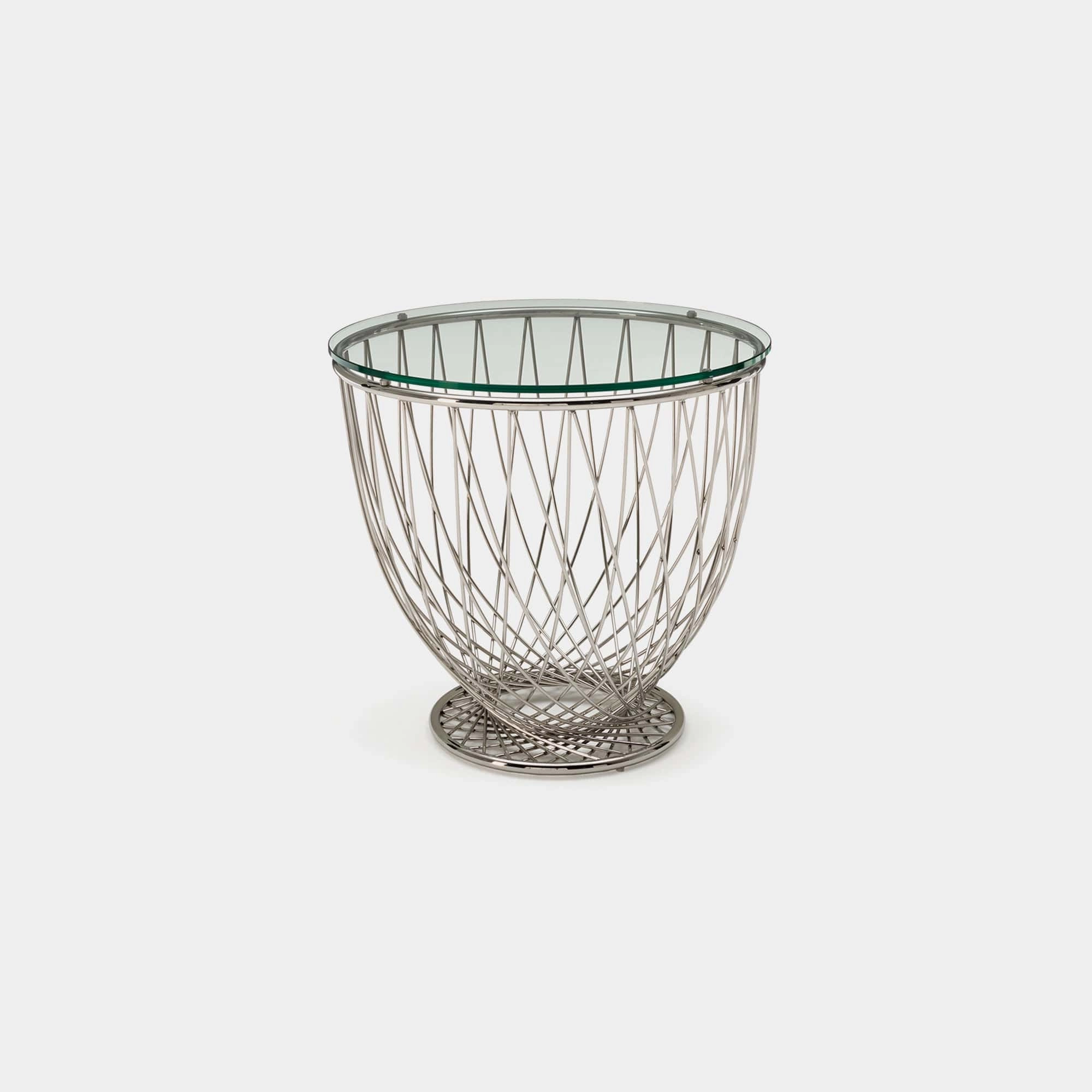 Greco - Lamp Table In Clear Toughened Glass & Stainless Steel Baseoutdoor side table for patio furniture