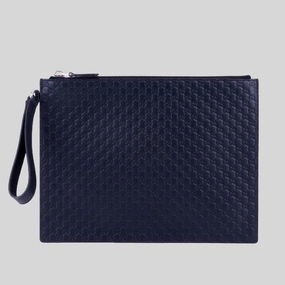 Weekend Specials Gucci Unisex Micro Gg Leather Clutch Navy 544477