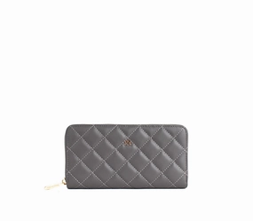 Gunas New York Uptown Quilted Grey Zip Wallet Clearance Blowout