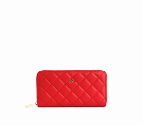 Gunas New York Uptown Quilted Red Zip Wallet Exclusive Online Discount