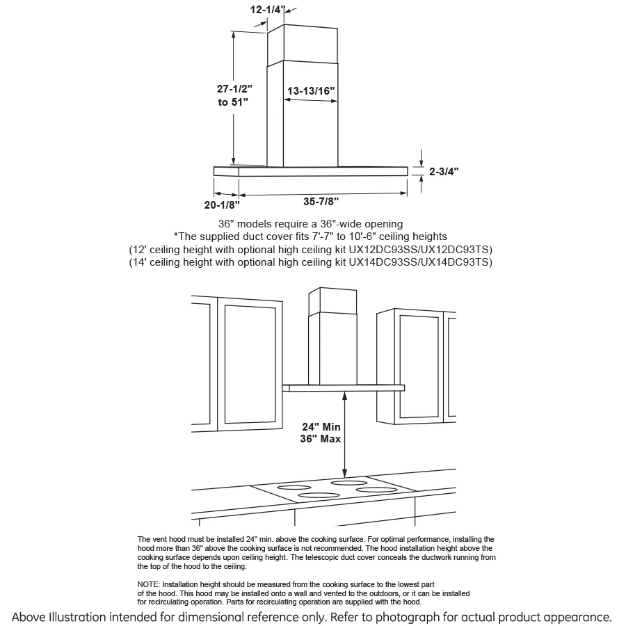 Haier UVW9361SLSS 36" Smart Designer Wall Mount Hood W/ Perimeter Venting