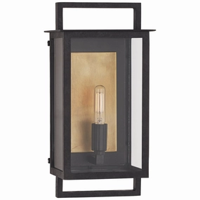 Halle One Light Outdoor Wall Sconce Aged Iron and Clear GlassOutdoor wall sconces with motion sensor