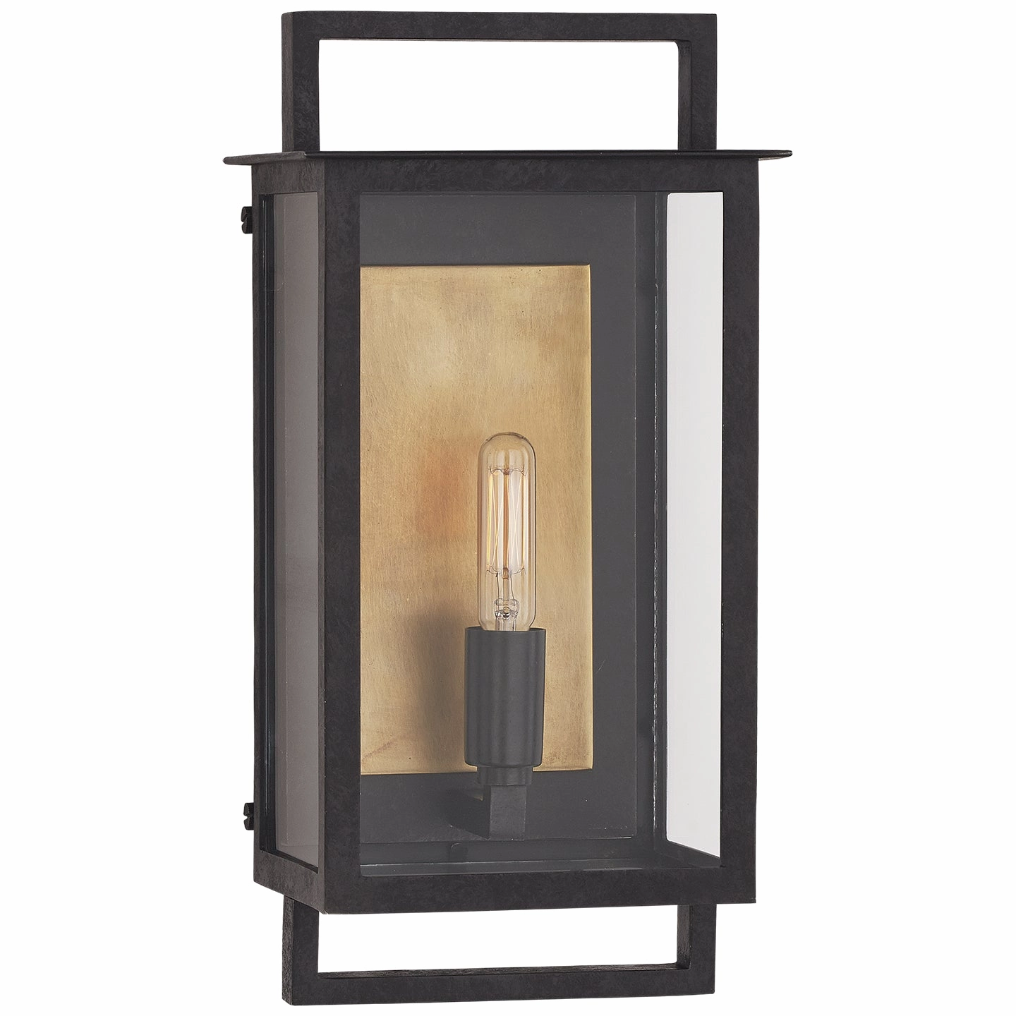 Halle One Light Outdoor Wall Sconce Aged Iron and Clear GlassOutdoor wall sconces with motion sensor