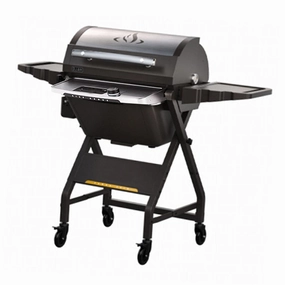 Halo Prime 550 Portable Outdoor Pellet Grill with Cart HS-1001-XNA stainless steel BBQ grill with side table