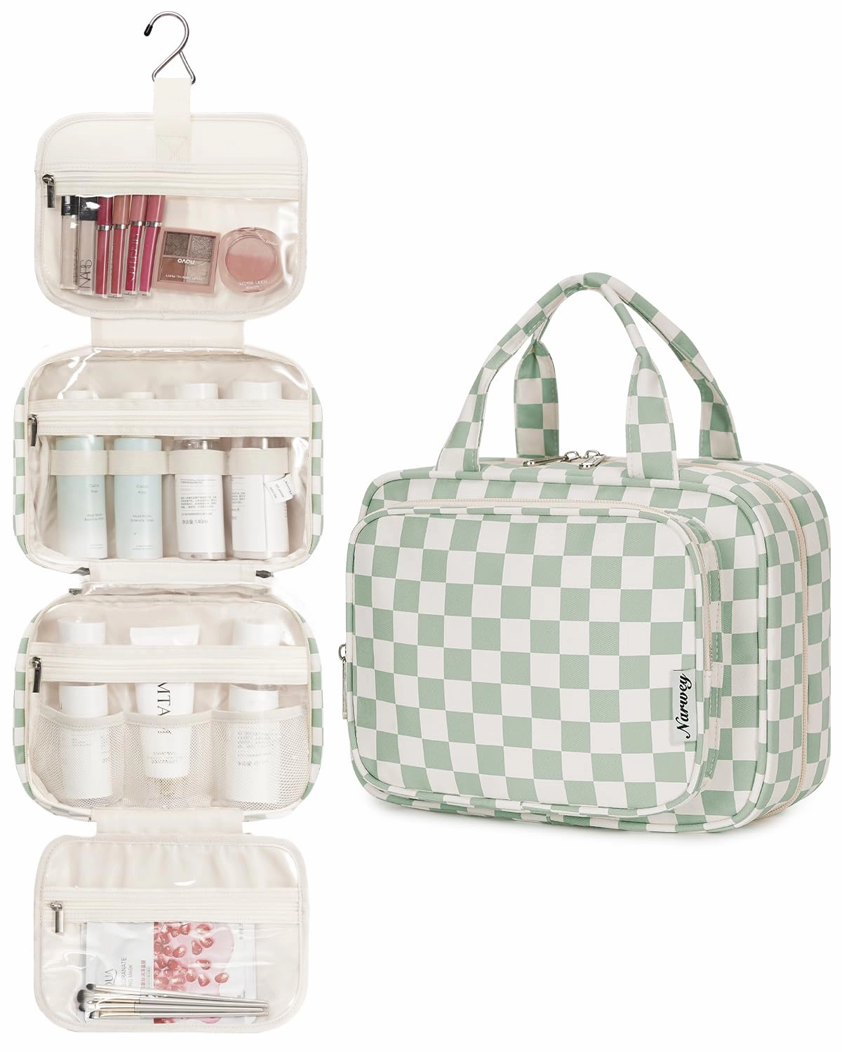Weekend Flash Offer Hanging Toiletry Makeup Bag For Travel Checkered