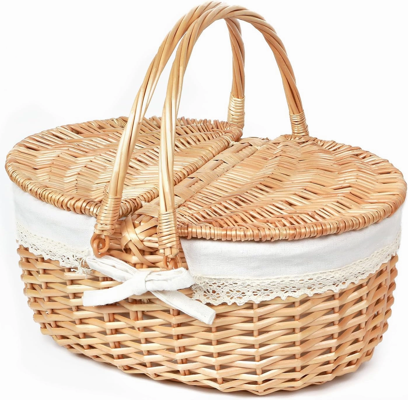 Hot Deal Alert Dont Wait Save Hap Tim Wicker Picnic Basket Set With Lid For 2 Person