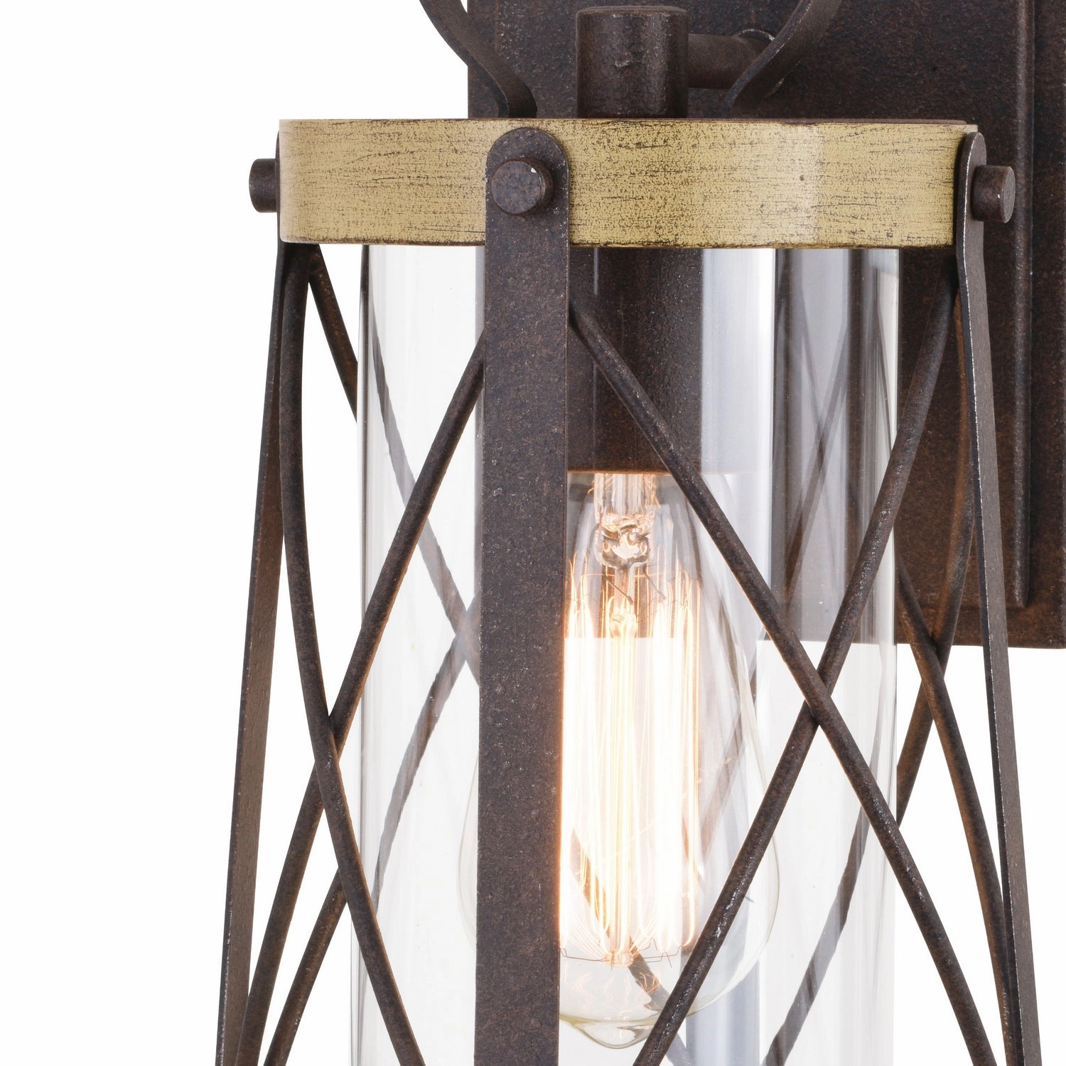 Harwood One Light Outdoor Wall Mount Oxidized Iron and Burnished Elm