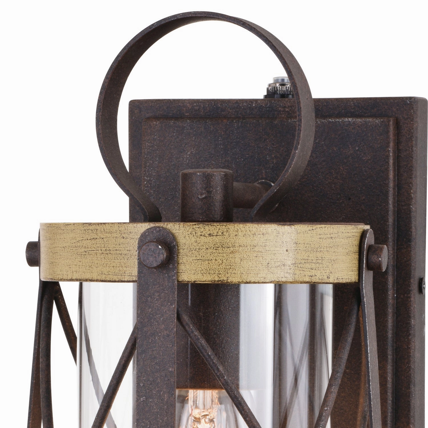 Harwood One Light Outdoor Wall Mount Oxidized Iron and Burnished Elm