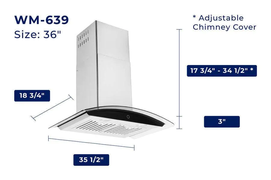 Hauslane WM639SS36 Hauslane Chef 36-In Convertible Stainless Steel Wall-Mounted Range Hood