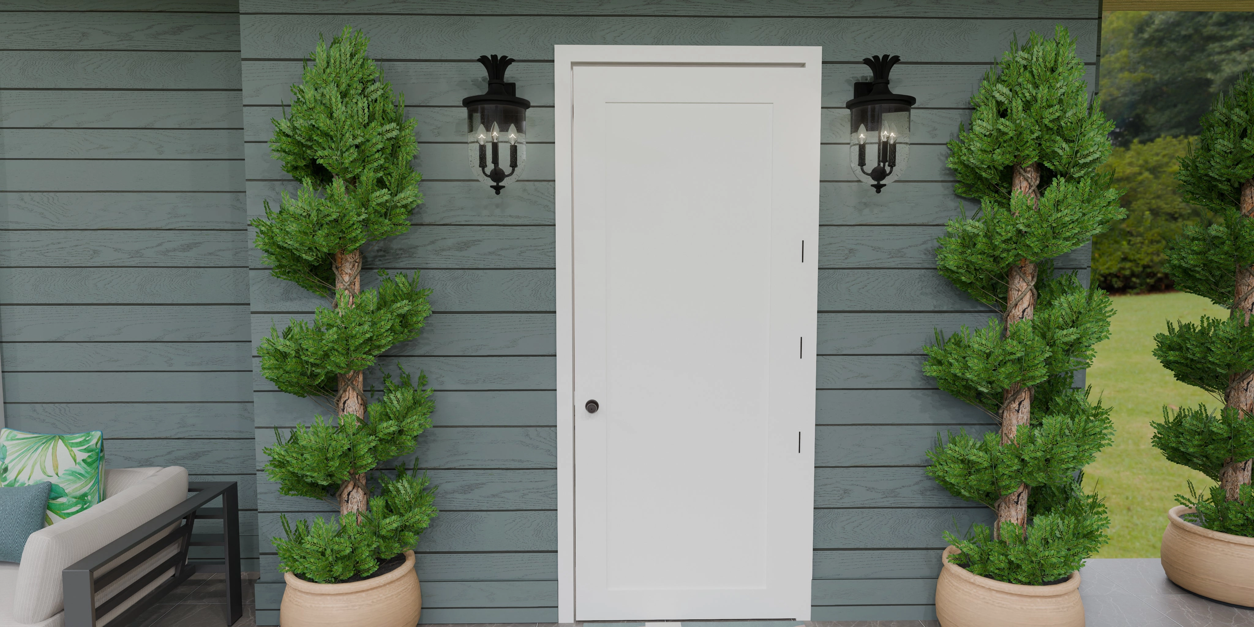 Havana Three Light Outdoor Wall Mount Earth Black