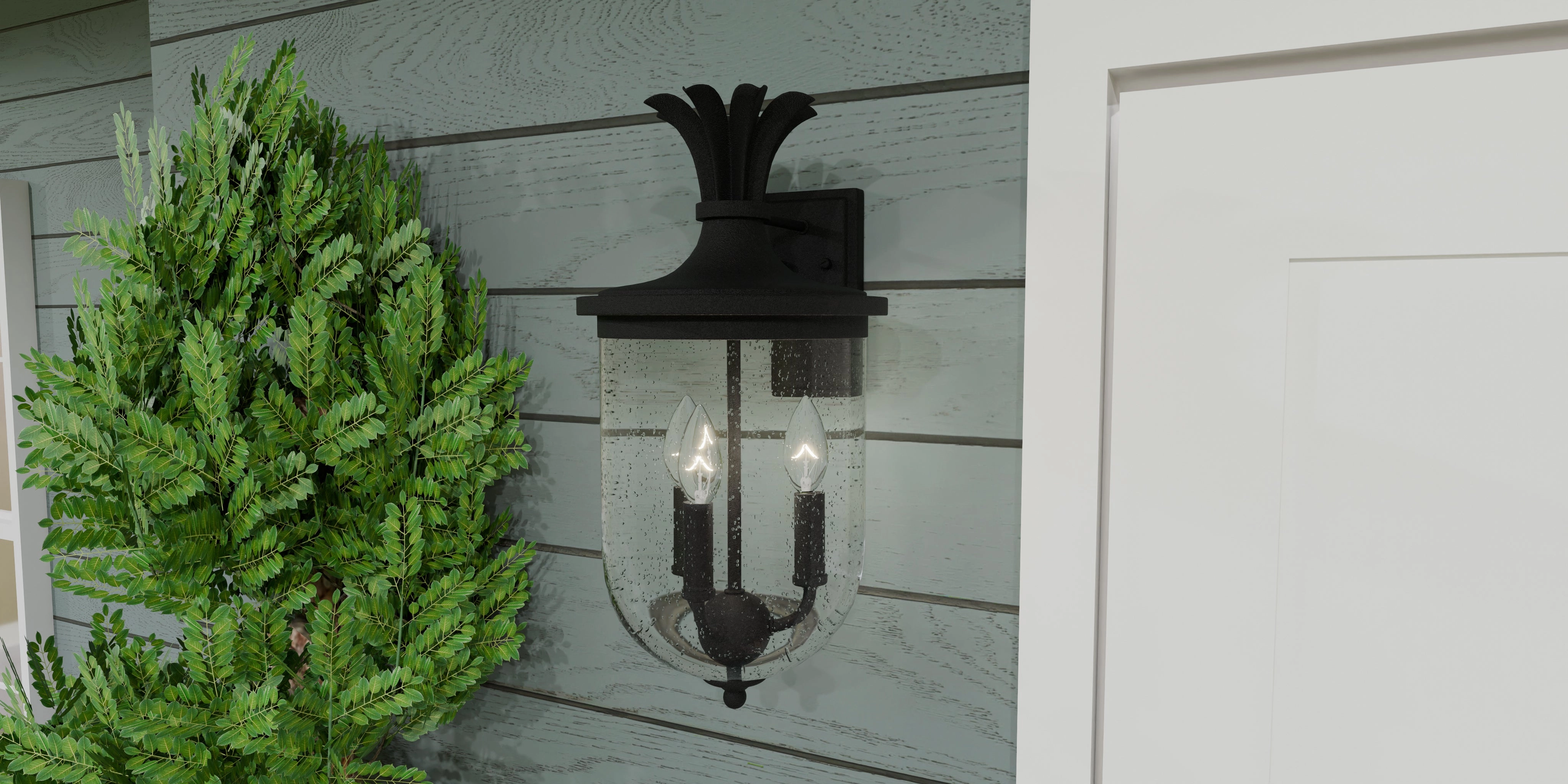 Havana Three Light Outdoor Wall Mount Earth Black