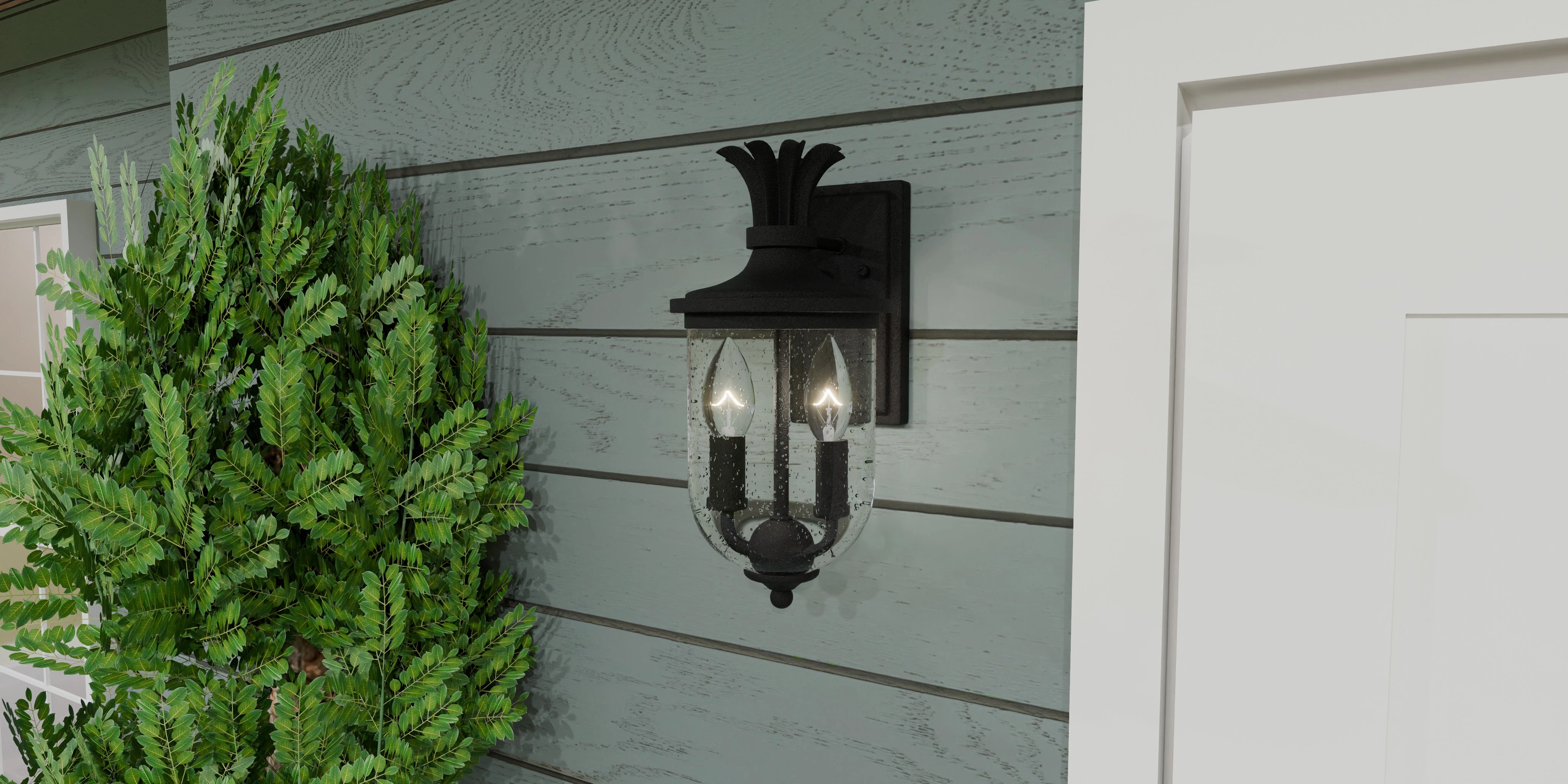 Havana Two Light Outdoor Wall Mount Earth Black