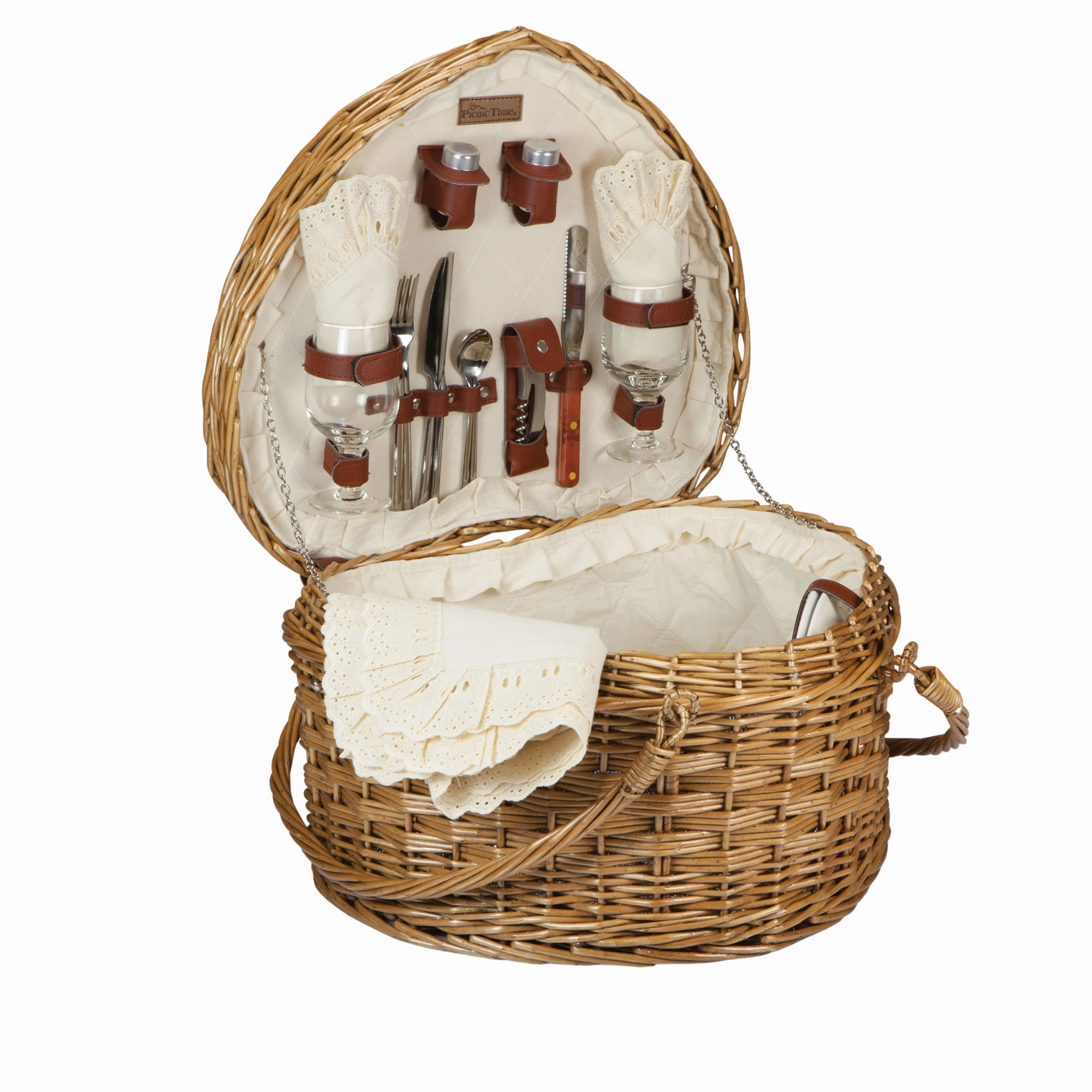 MustShop Sale Heart Shaped Picnic Basket Set For 2