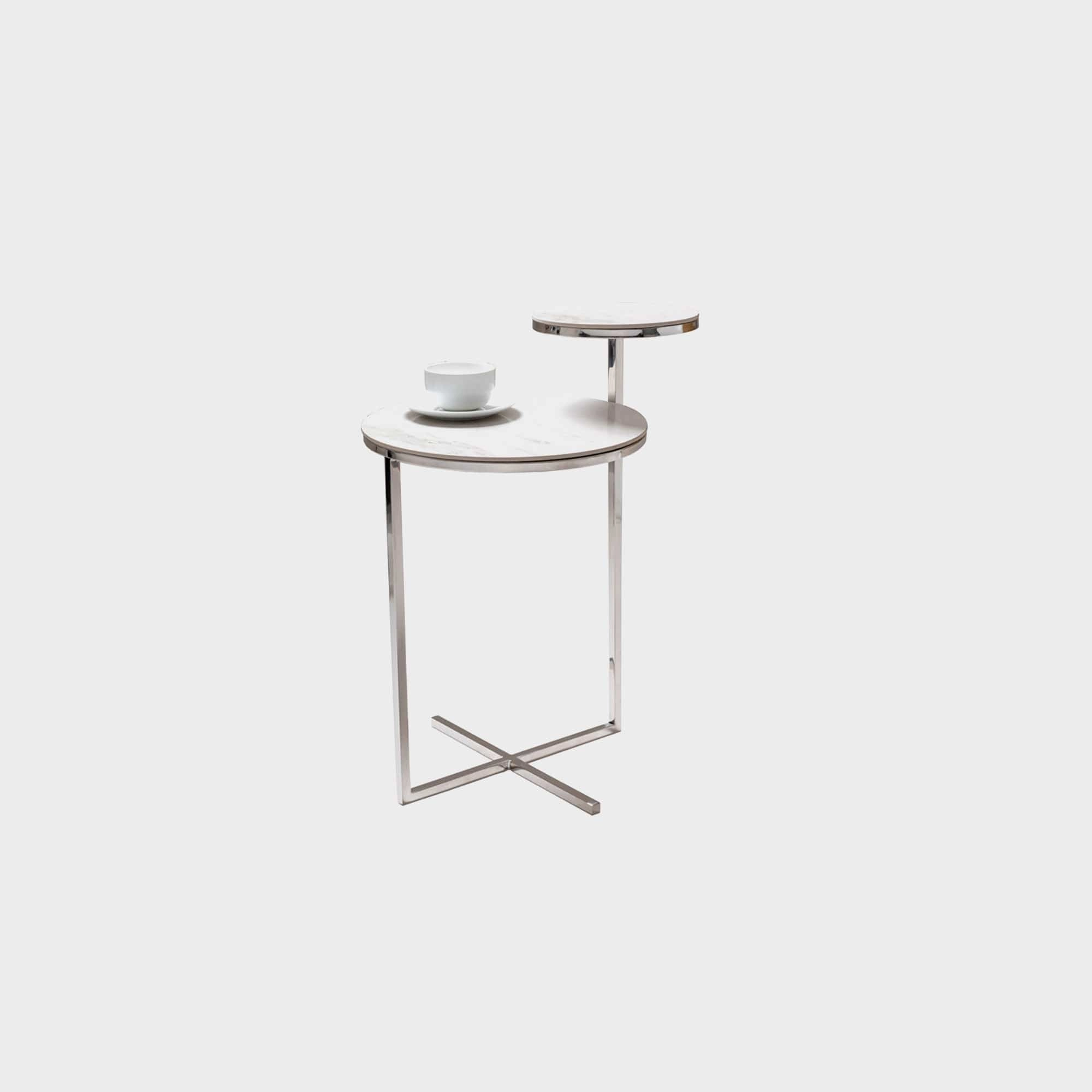 Heidi - Side Table In Ceramic Carrara Marble Finishoutdoor side table for patio furniture