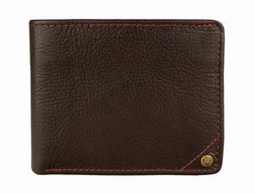 Hidesign Angle Stitch Leather Slim Bifold Wallet Brown Last Chance Offer