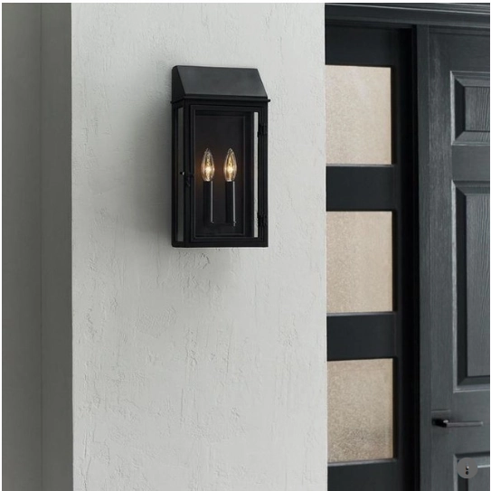 Hingham Two Light Outdoor Wall Lantern Textured Black