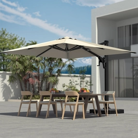 HOMREST 10x10ft Large Rectangular Cantilever Umbrella with 360 Rotation & 6 Adjustable Heights, Beige (Base Excluded)outdoor patio furniture set