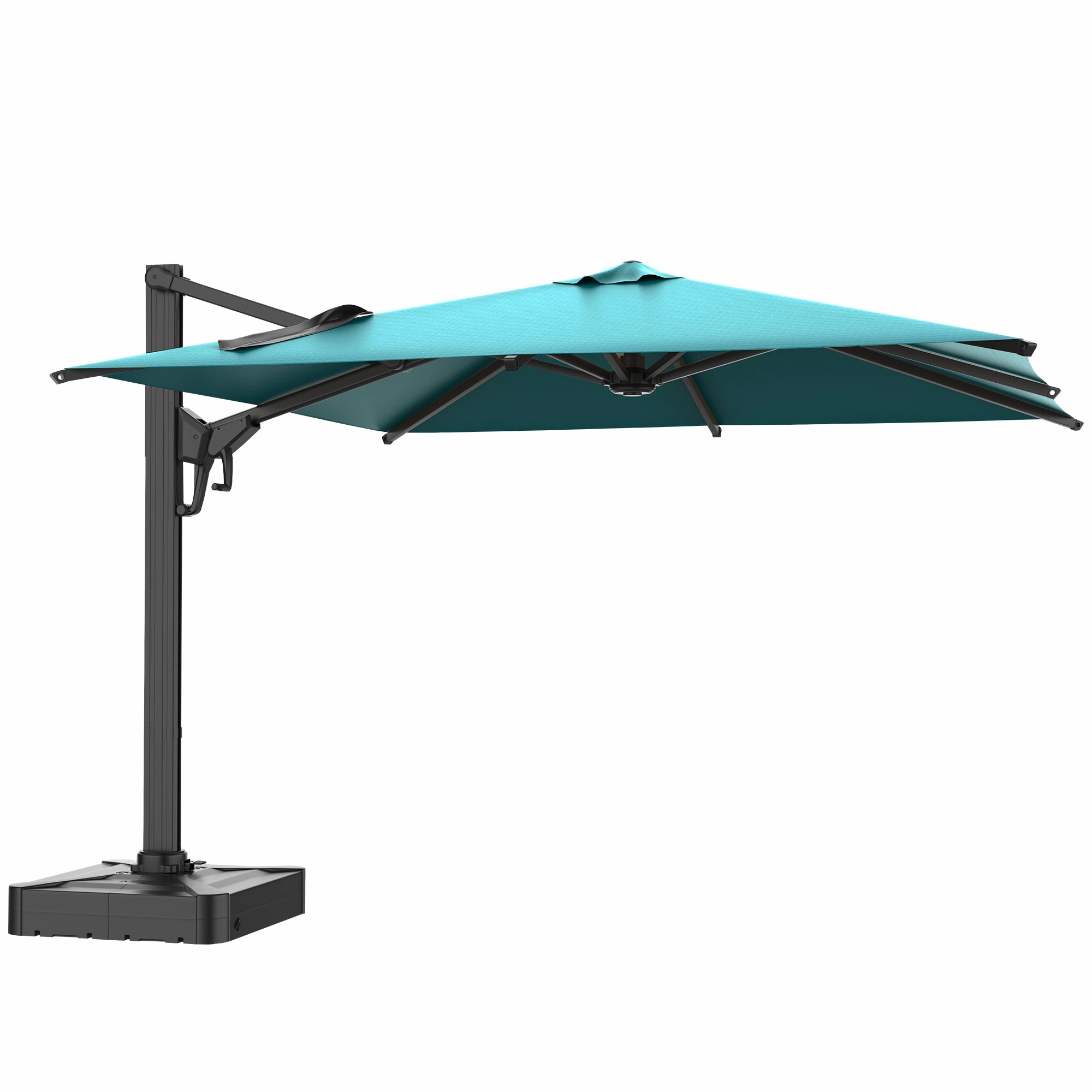 HOMREST 10x10ft Large Rectangular Cantilever Umbrella with 360 Rotation & 6 Adjustable Heights, Blue (Base Excluded)