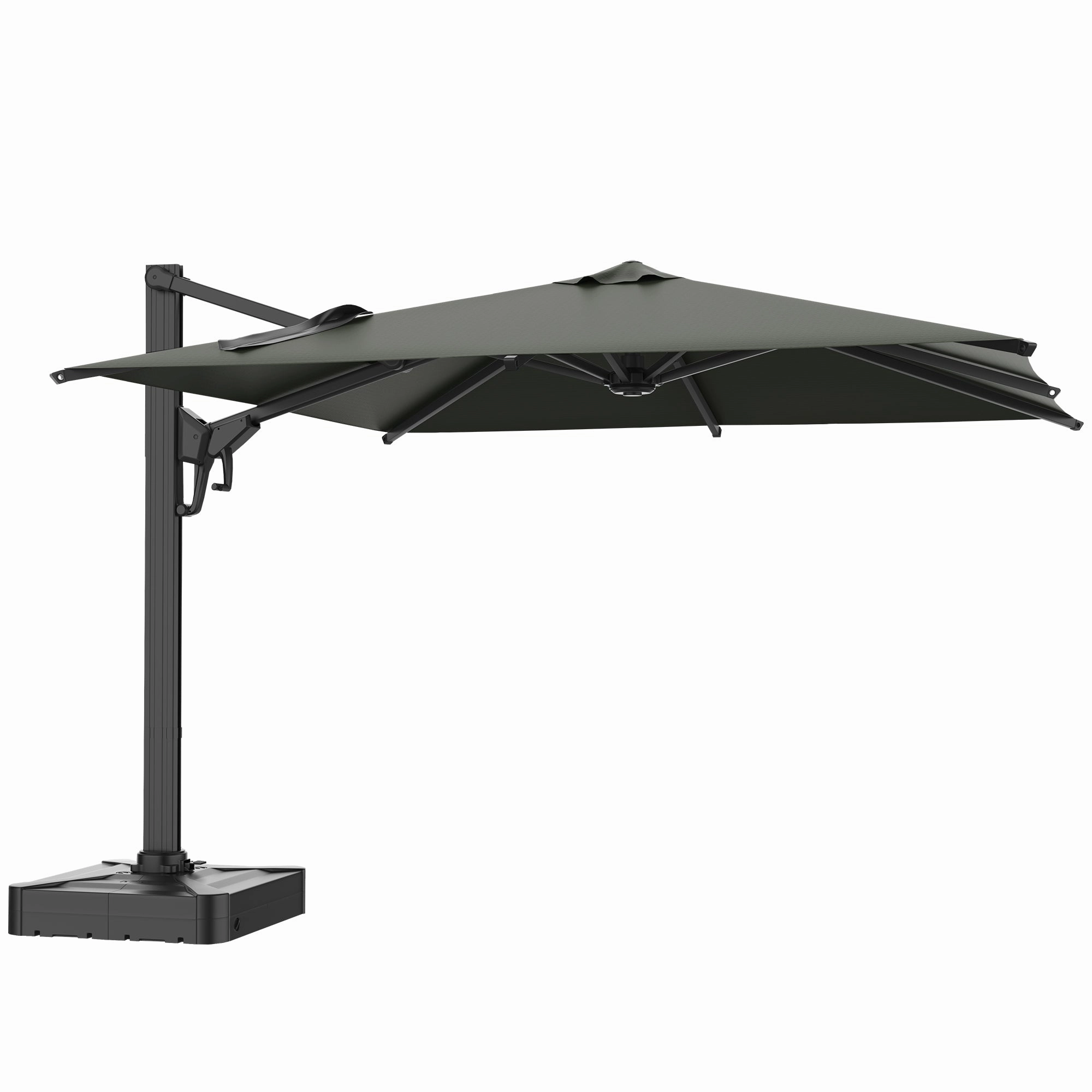 HOMREST 10x10ft Large Rectangular Cantilever Umbrella with 360 Rotation & 6 Adjustable Heights, Gray (Base Excluded)