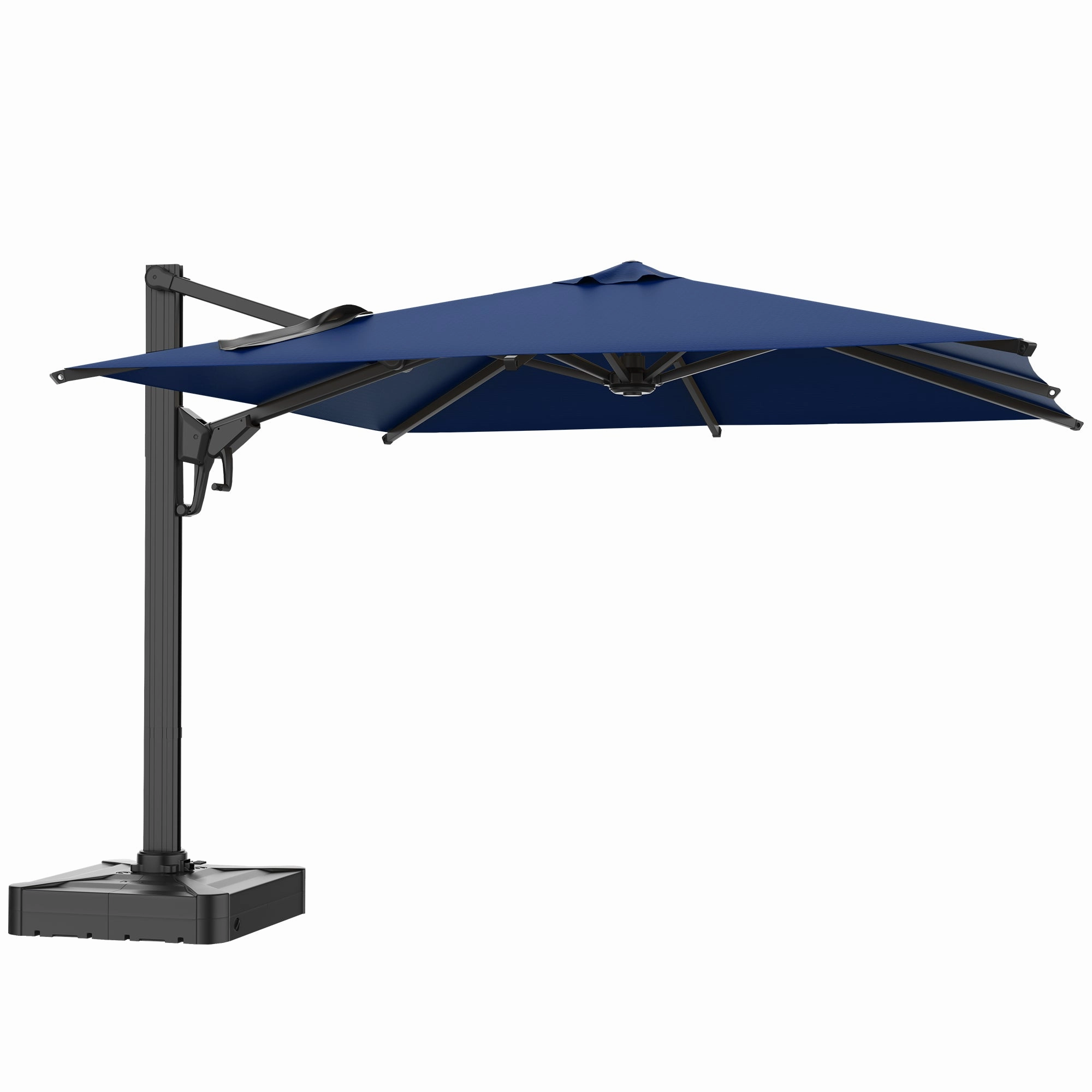 HOMREST 10x10ft Large Rectangular Cantilever Umbrella with 360 Rotation & 6 Adjustable Heights, Navy (Base Excluded)