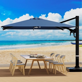 HOMREST 10x10ft Large Rectangular Cantilever Umbrella with 360 Rotation & 6 Adjustable Heights, Navy (Base Excluded)outdoor patio furniture set