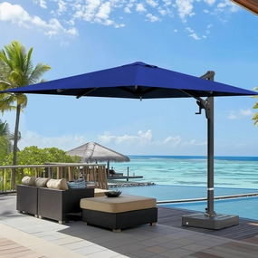 HOMREST 10x13ft Large Rectangular Cantilever Umbrella with 360 Rotation & 6 Adjustable Heights, Outdoor Patio Umbrella for Garden, Pool, Deck, Navy (Base Excluded)outdoor patio furniture set
