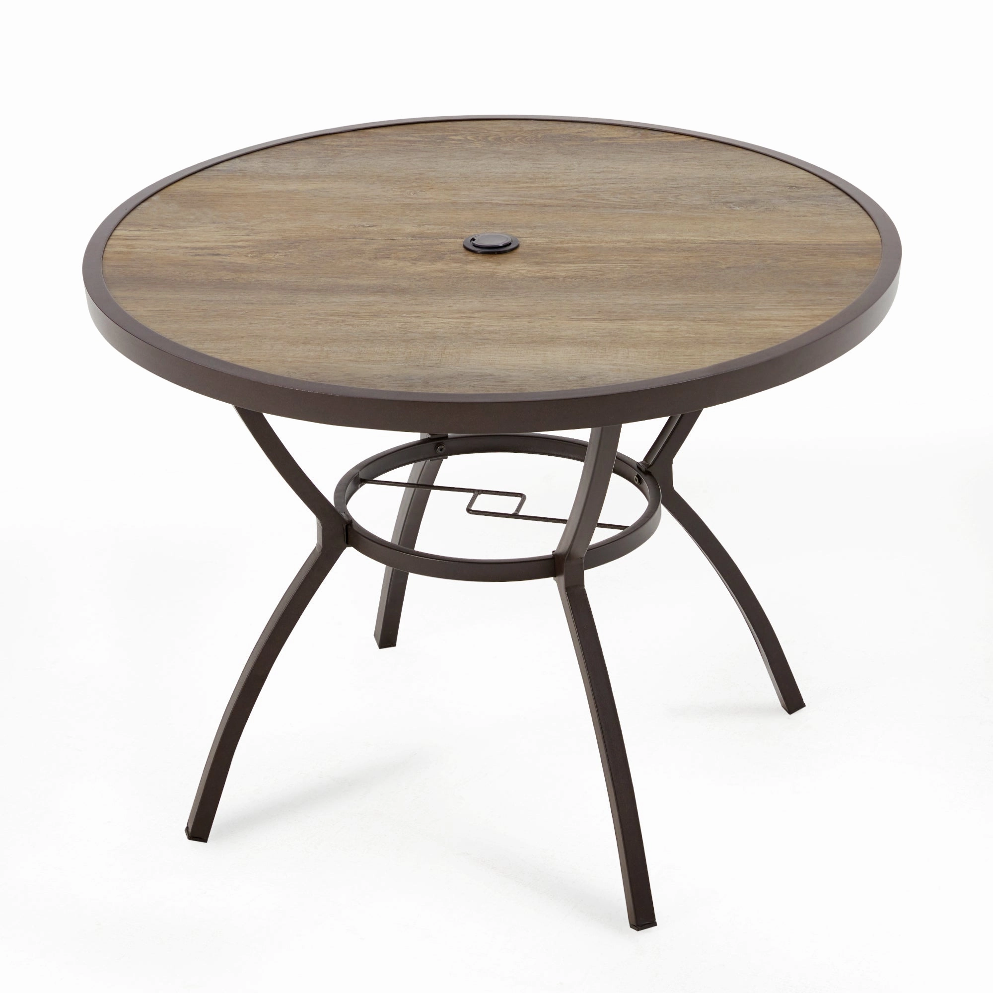 Homrest  38'' Outdoor Metal Dining Table with Adjustable Umbrella Hole