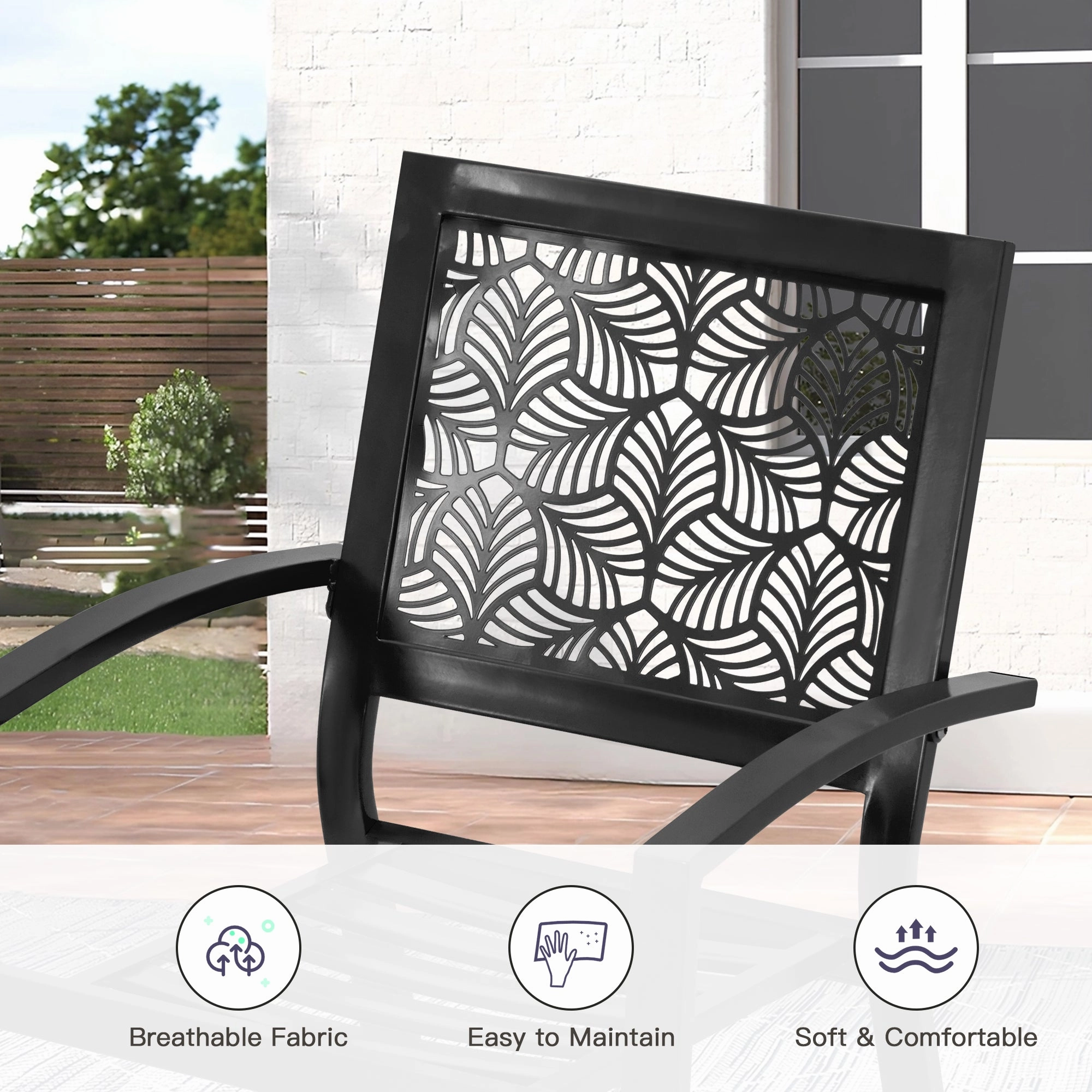 HOMREST 3-Piece Outdoor Bistro Set  Metal Chairs & Table, Black
